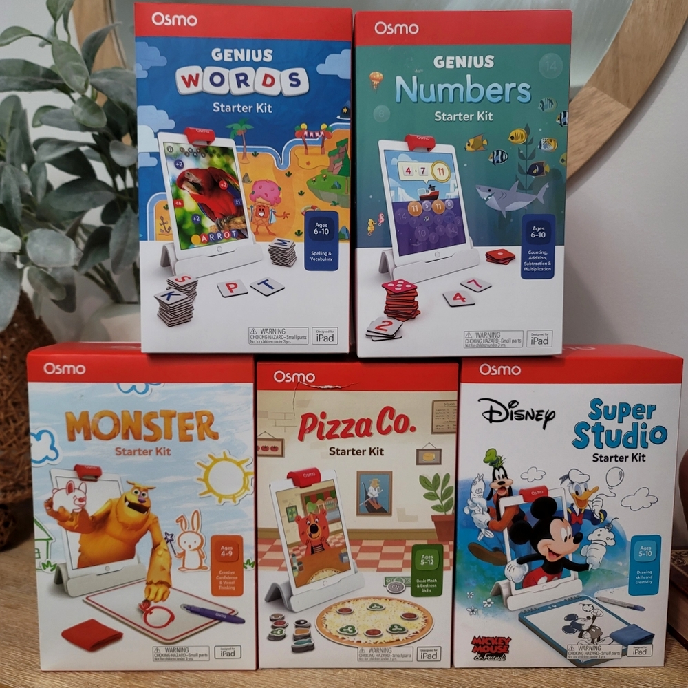 Osmo NWT iPad and fire tablet interactive learning games. 5 total packs. All new
